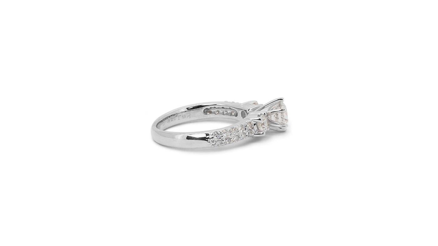 Stunning 14k White Gold Pave Ring with 1 Ct Natural Diamonds IGI Certificate 1