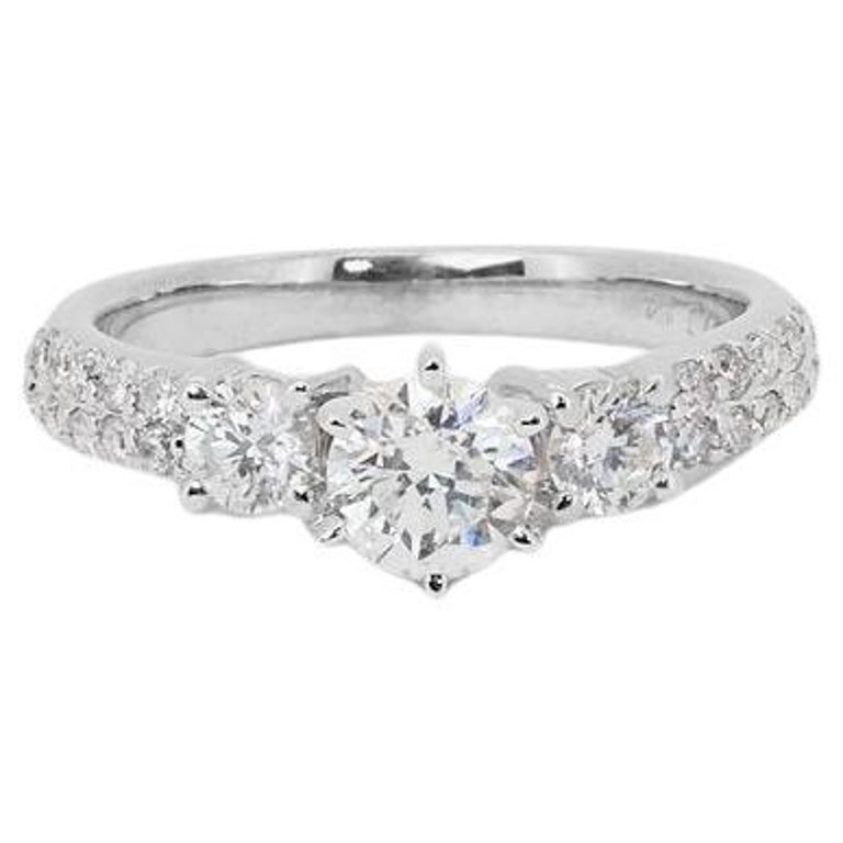 Bague En Or Blanc 18 Carats Avec Diamants Naturels - Taille 54 - Neuf Avec étiquettes