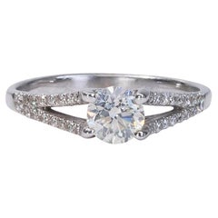 Stunning 14k White Gold Ring with 0.73 Total Carat Natural Diamonds, AIG Cert