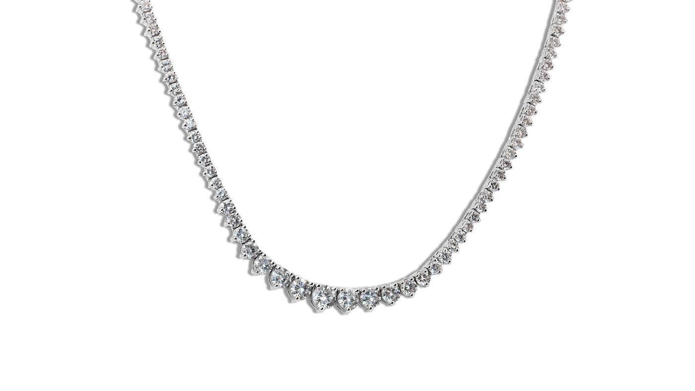 Stunning 14k White Gold Riviera Necklace w/ 6ct Natural Diamonds IGI Certificate In New Condition In רמת גן, IL