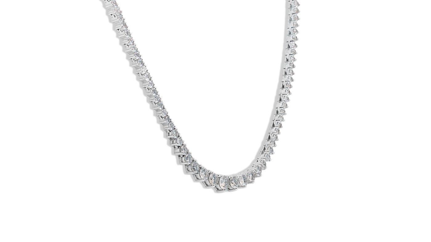Women's Stunning 14k White Gold Riviera Necklace w/ 6ct Natural Diamonds IGI Certificate