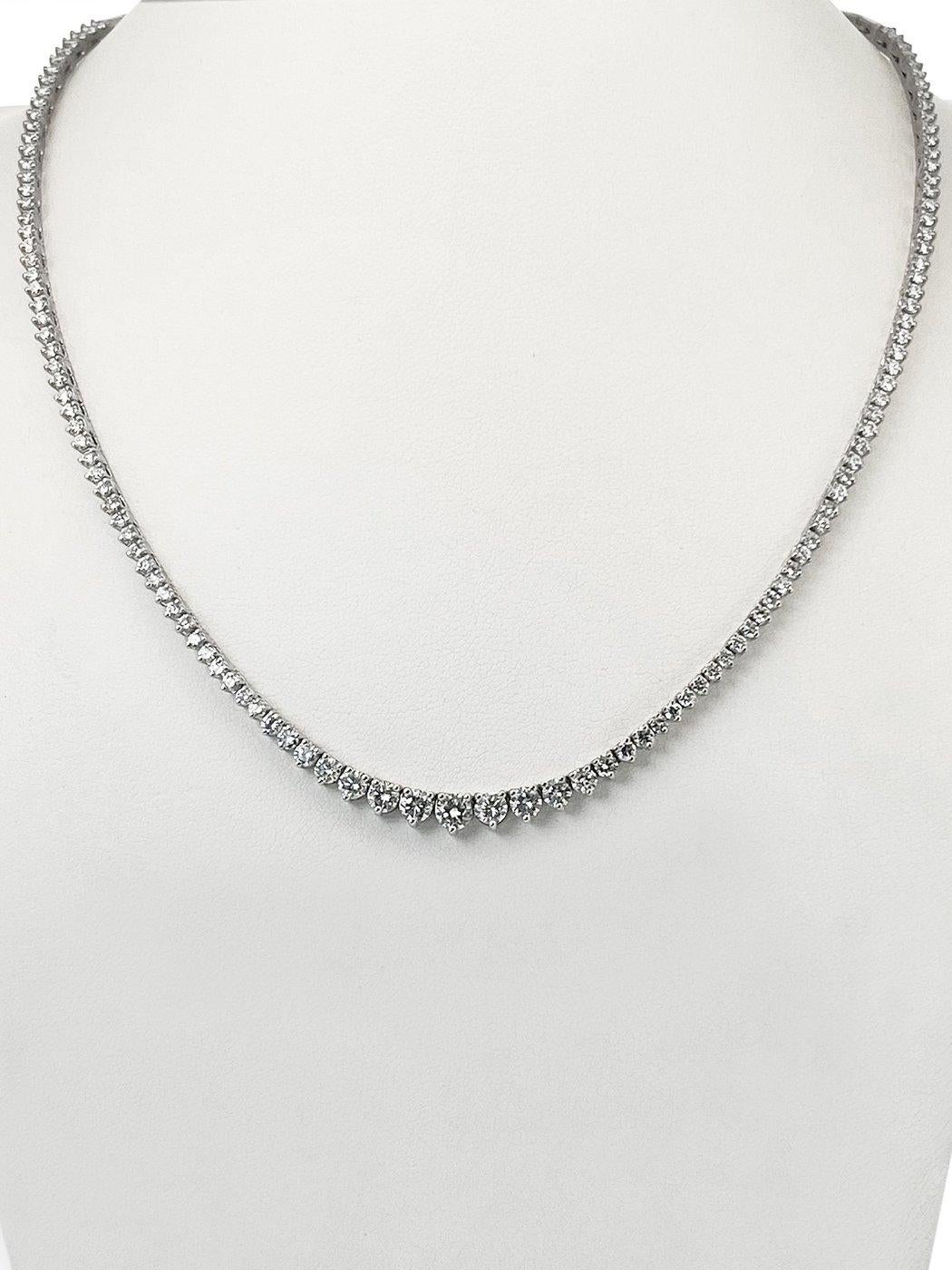 Stunning 14k White Gold Riviera Necklace w/ 6ct Natural Diamonds IGI Certificate 3
