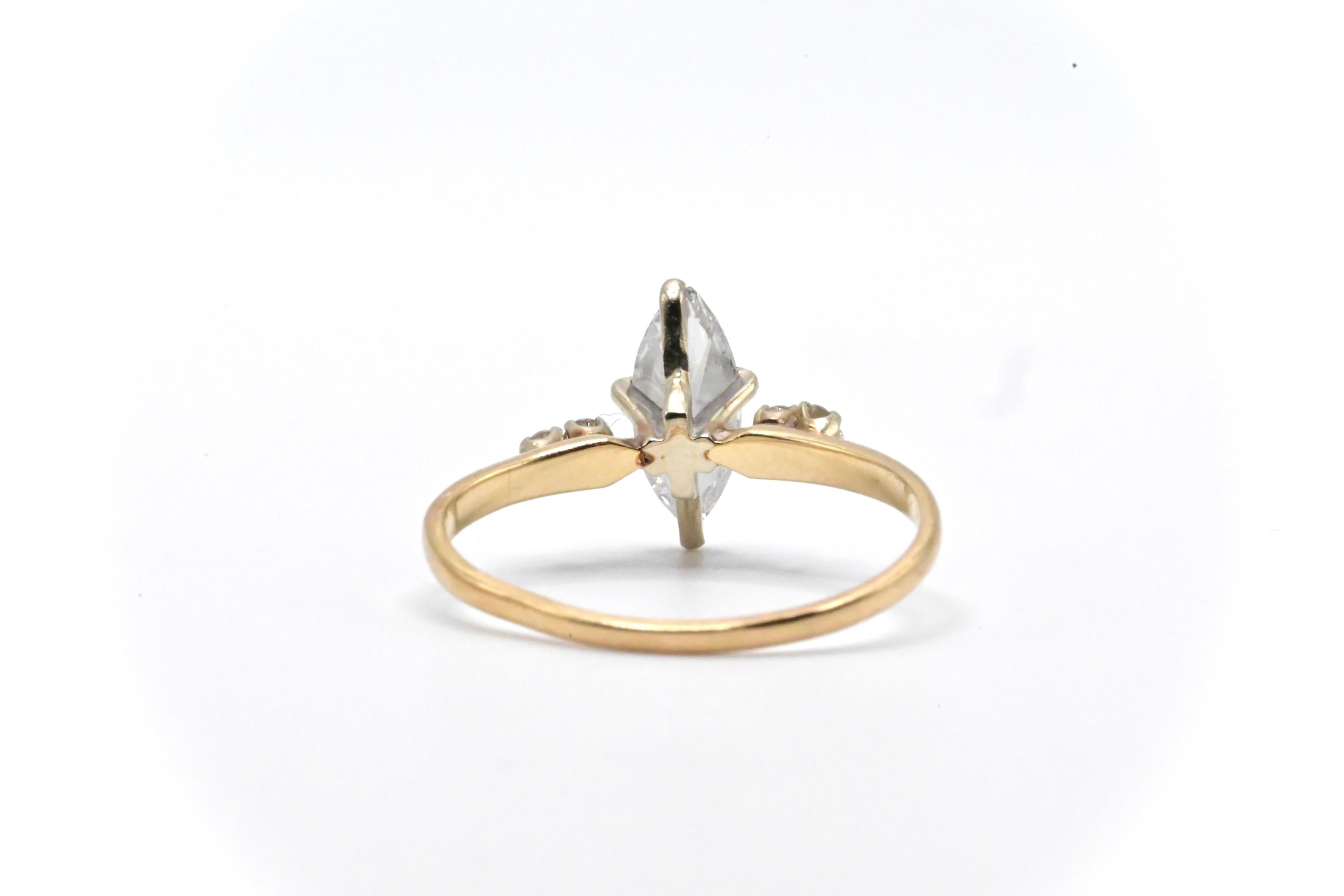 Marquise Cut Stunning 14k Yellow Gold and Diamond Ring