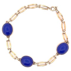 Stunning 14K Yellow Gold Blue Agate Bracelet