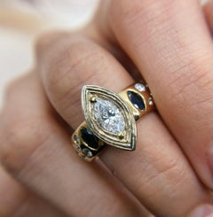 Stunning 14K Yellow Gold Diamond Fashion Cocktail Ring
