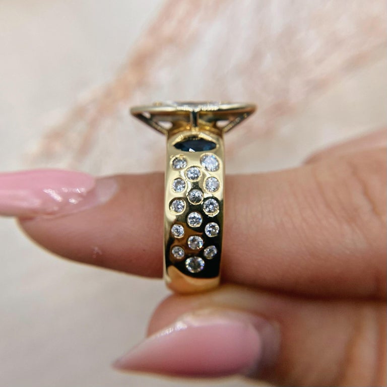 Customizable Stunning 14K Yellow Gold Diamond Fashion Cocktail Ring For