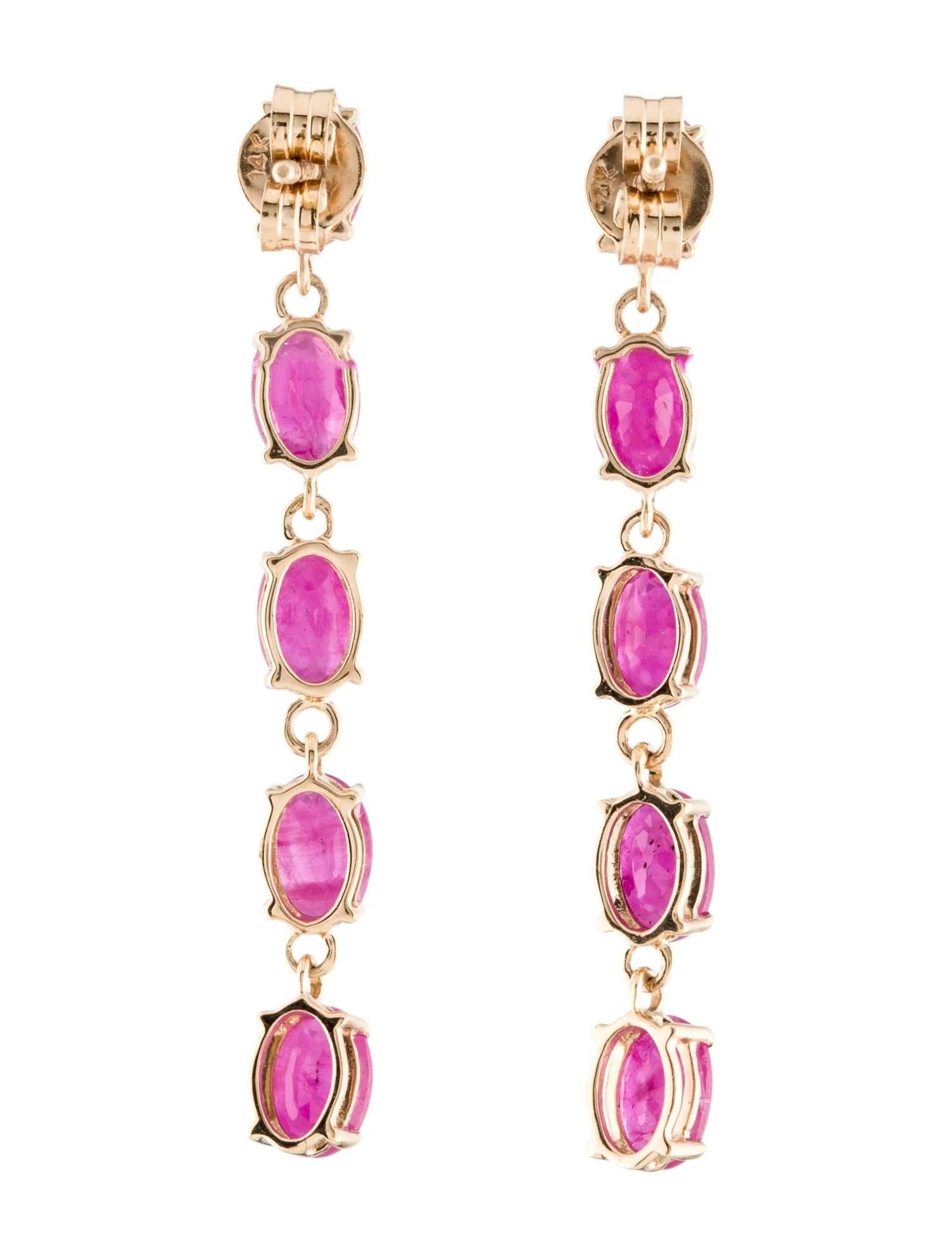 Indulge in the unparalleled beauty of these 14K yellow gold earrings, each featuring a magnificent 4.00 carat oval modified brilliant ruby. These earrings are a true testament to timeless elegance and masterful craftsmanship. The deep, enchanting
