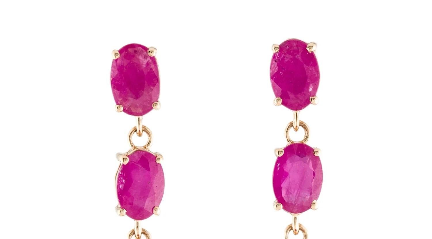 Artist  Stunning 14K Yellow Gold Earrings with 4.00 Carat Oval Ruby For Sale