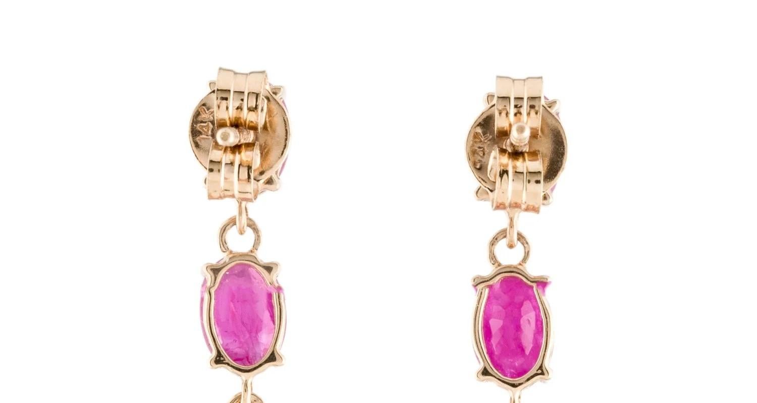 Oval Cut Stunning 14K Yellow Gold Earrings with 4.00 Carat Oval Ruby For Sale