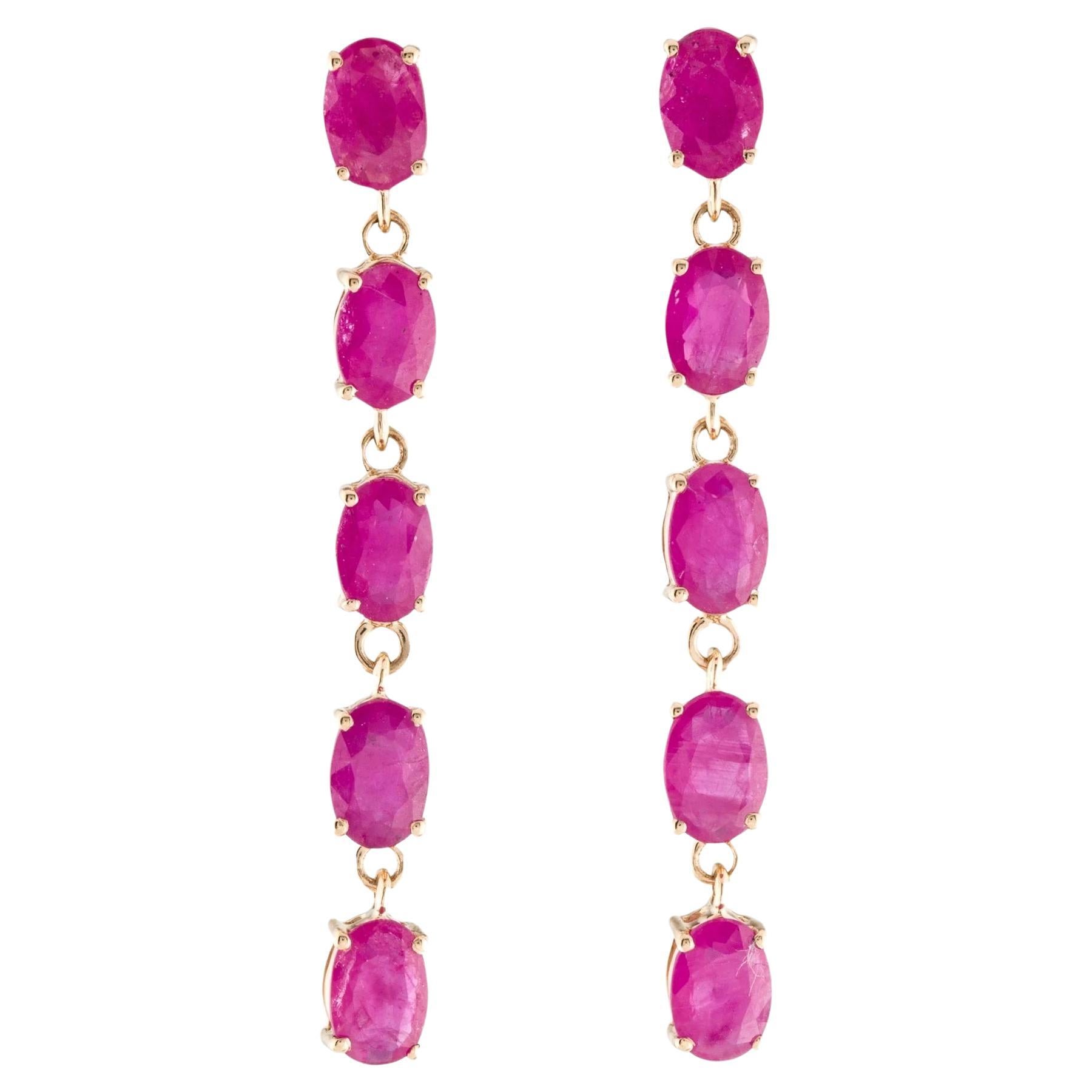  Stunning 14K Yellow Gold Earrings with 4.00 Carat Oval Ruby For Sale
