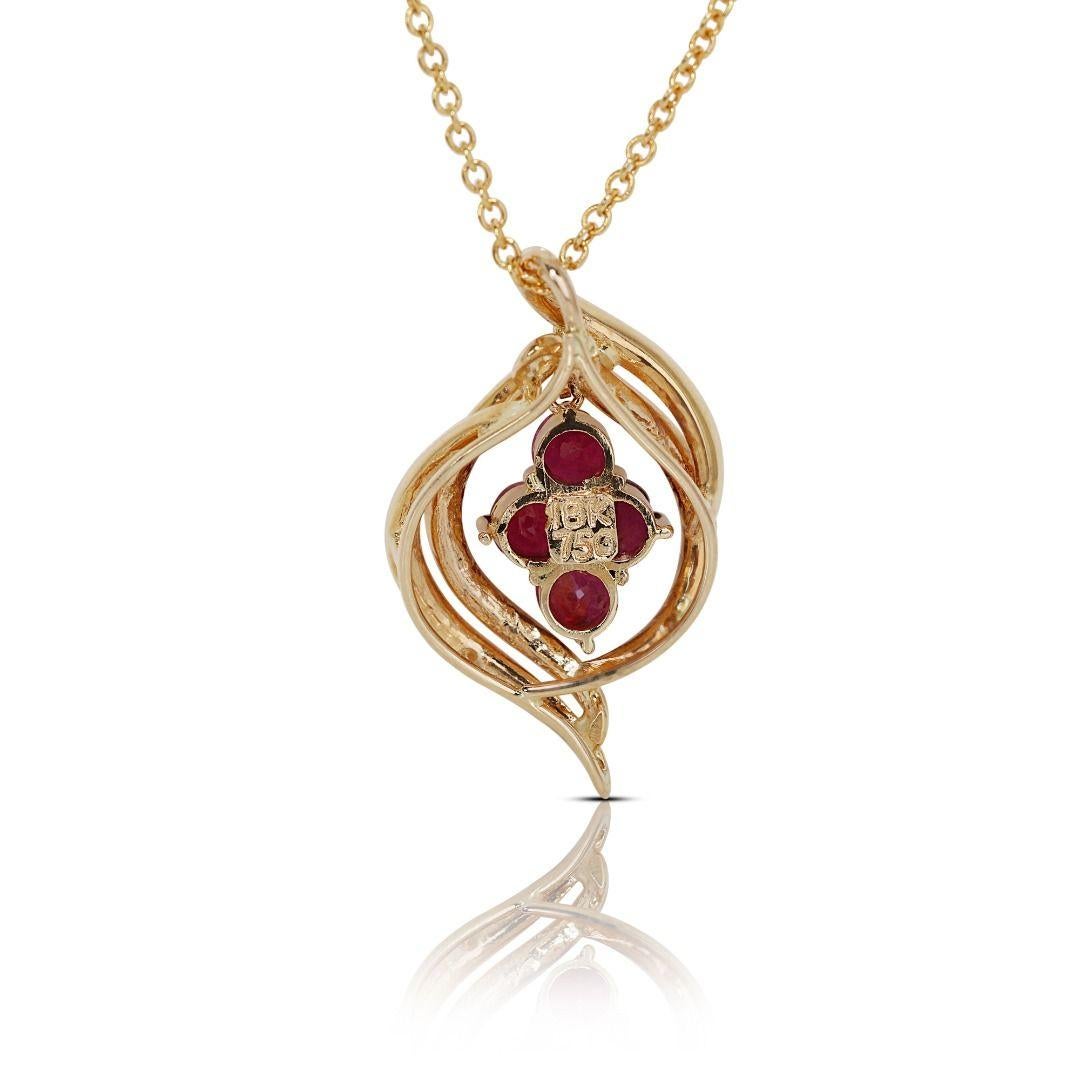 Women's Stunning 14K Yellow Gold Pendant with 0.5 ct Natural Rubies NGI Cert. For Sale
