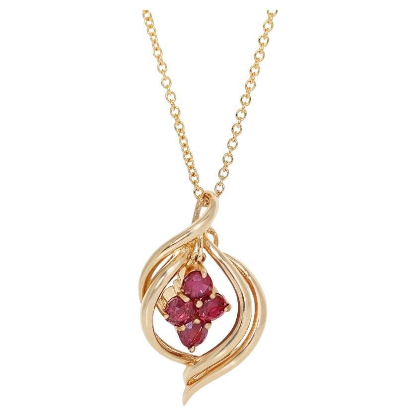 Stunning 14K Yellow Gold Pendant with 0.5 ct Natural Rubies NGI Cert. For Sale