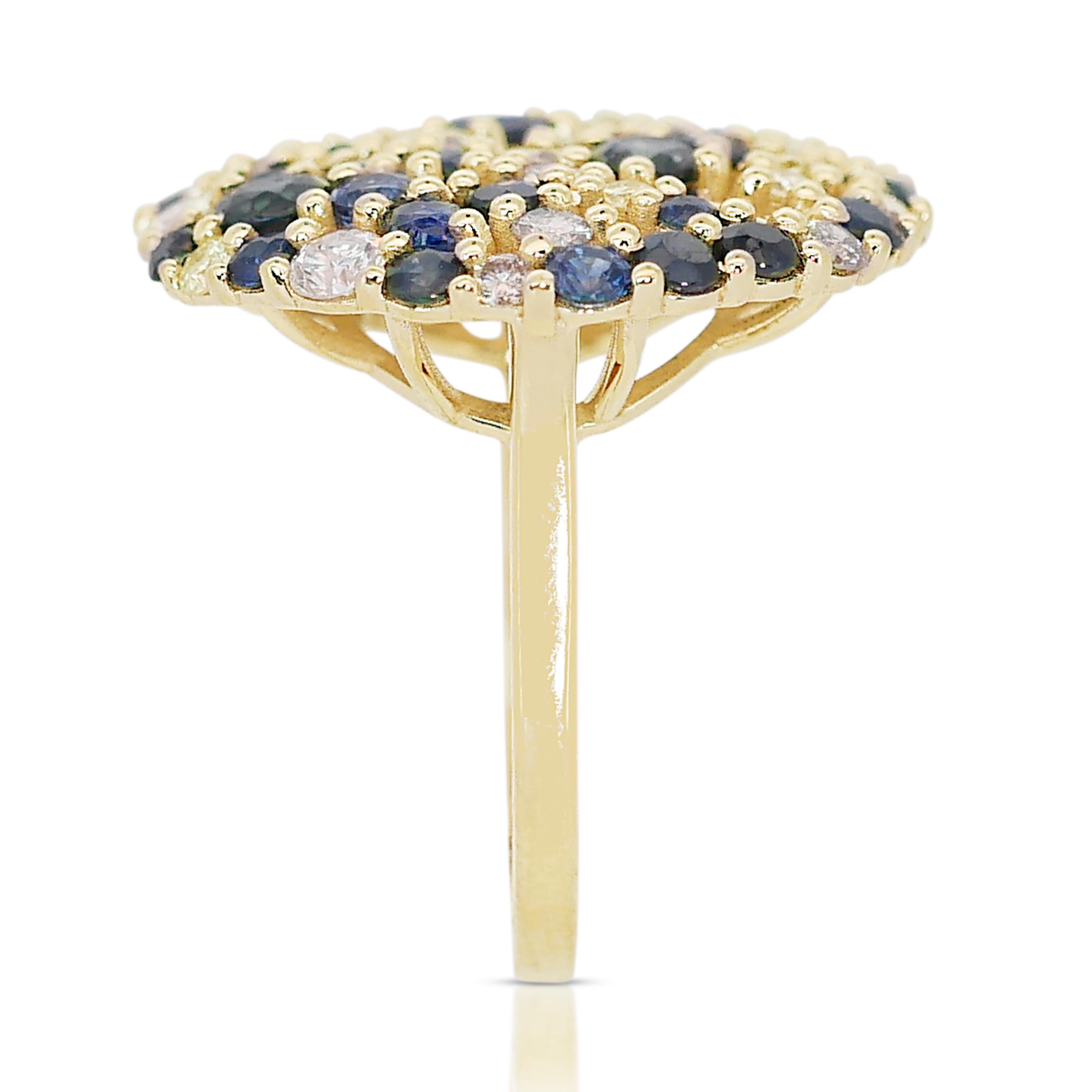Stunning 14k Yellow Gold Sapphire and Diamond Halo Ring w/4.39 ct -AIG Certified For Sale 3