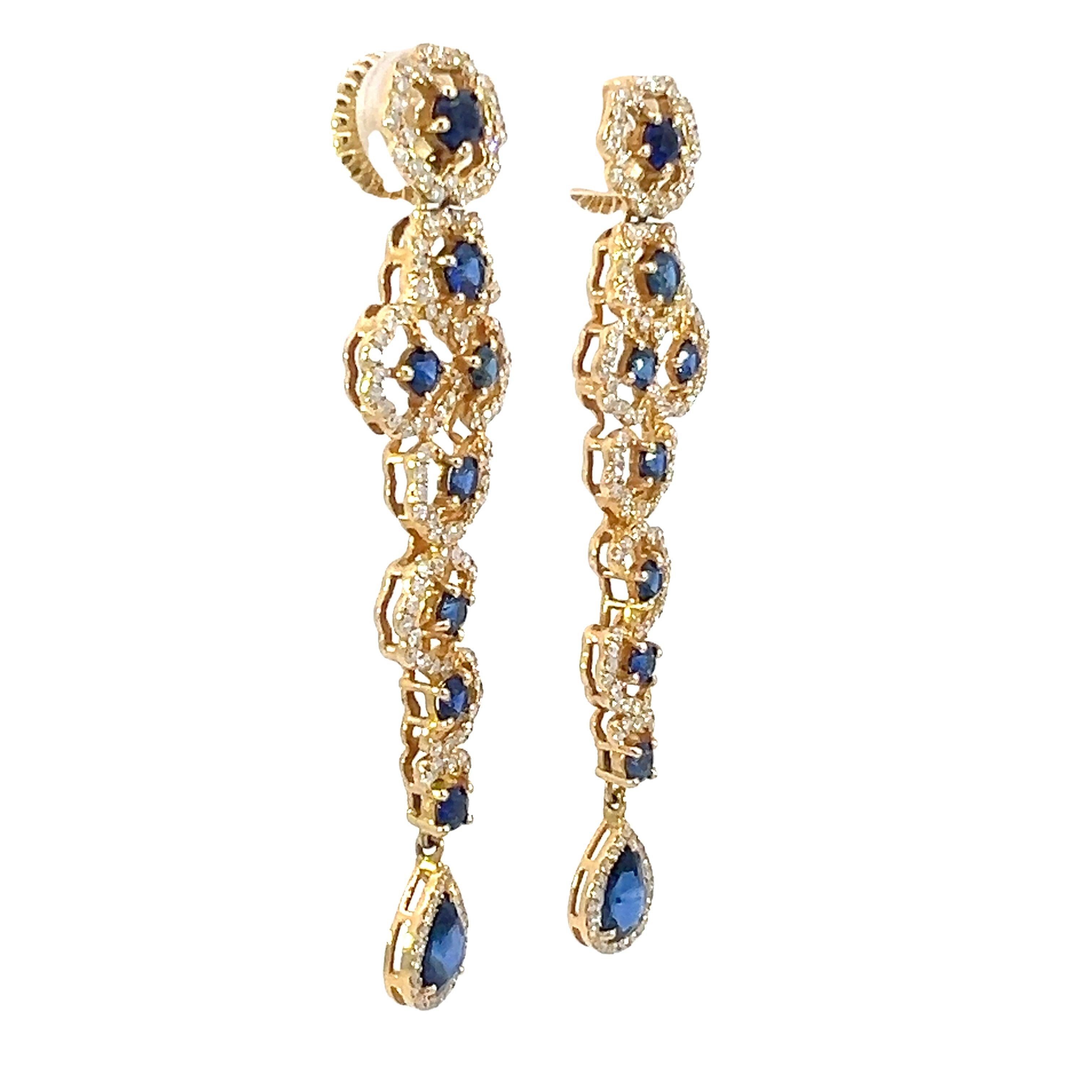 Taille mixte Superbe bracelet 14Kt en métal naturel.  Boucles d'oreilles saphir et diamant en vente