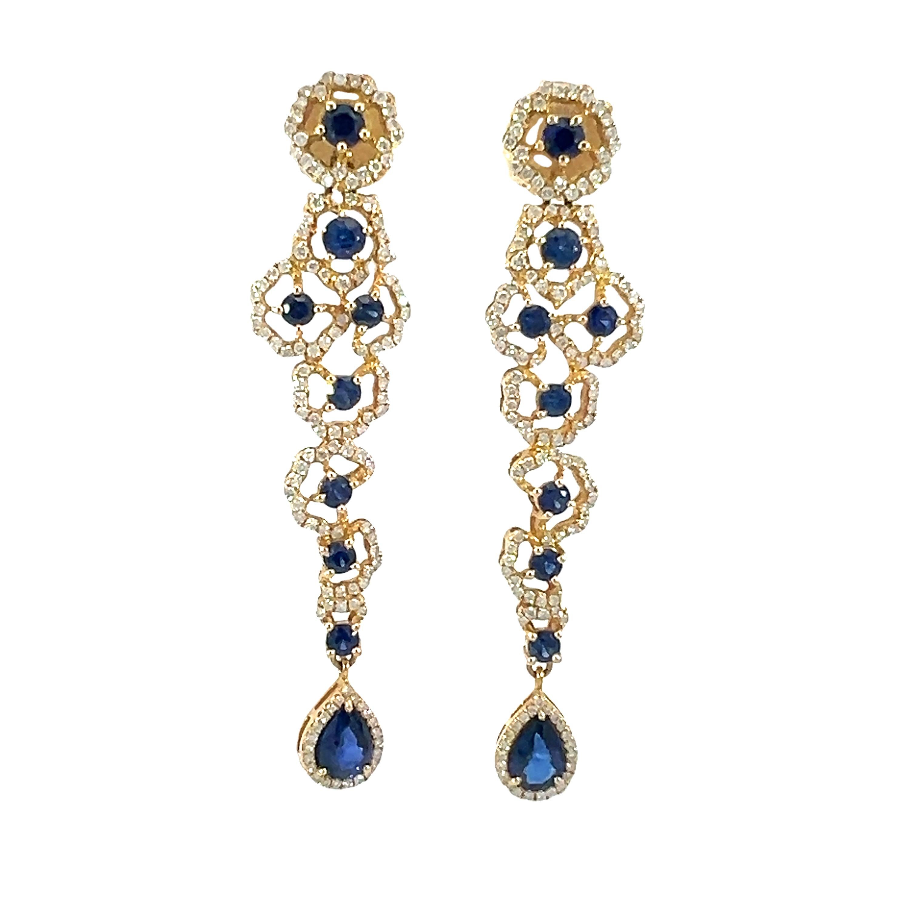 Superbe bracelet 14Kt en métal naturel.  Boucles d'oreilles saphir et diamant Pour femmes en vente