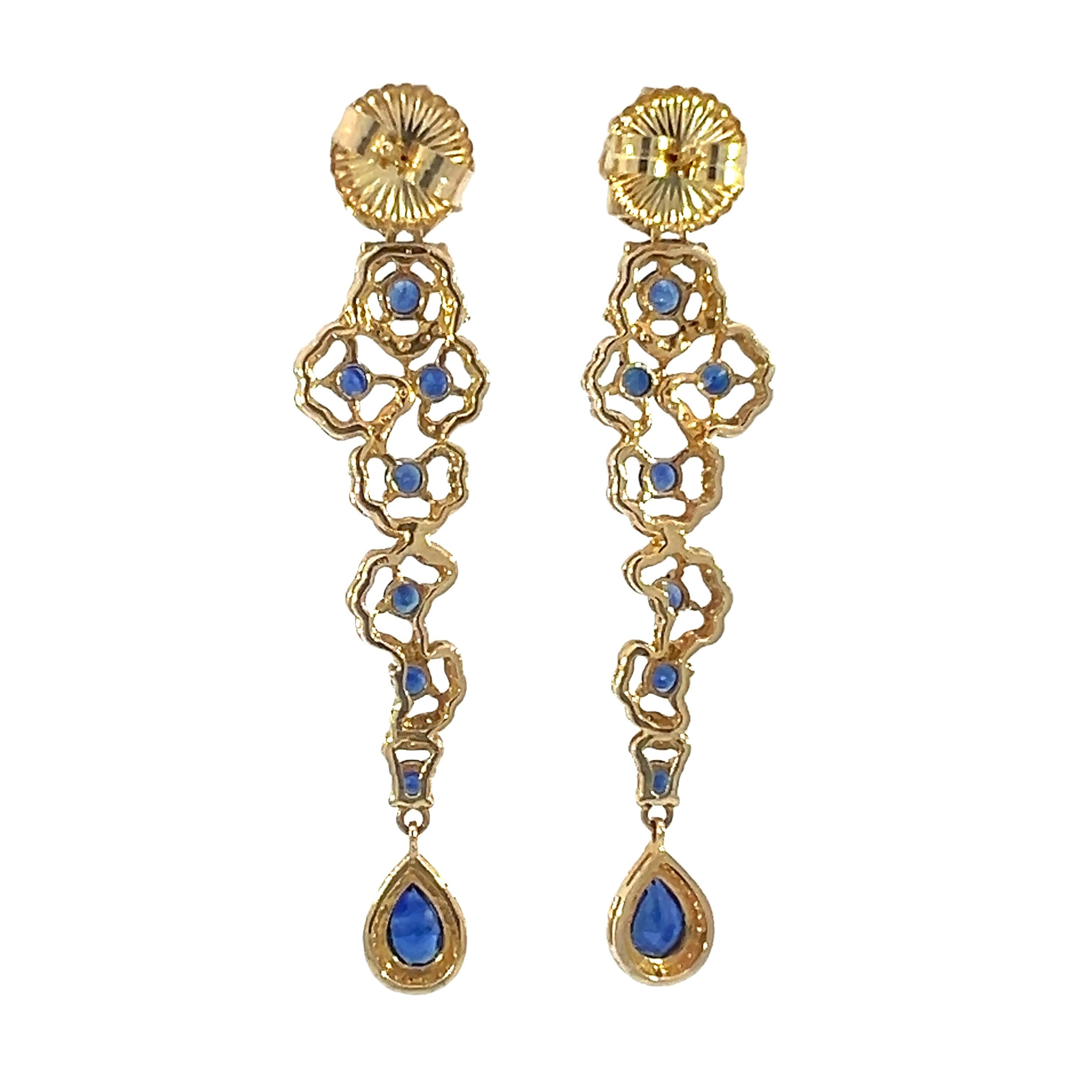 Superbe bracelet 14Kt en métal naturel.  Boucles d'oreilles saphir et diamant en vente 1