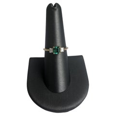 Stunning 14kt Yellow Gold Emerald 
Diamond 3 Stone Ring - 0.5ctw Emerald, New
