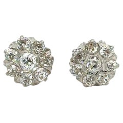 Stunning 1.50CT Diamond Platinum Antique 1900's Earrings