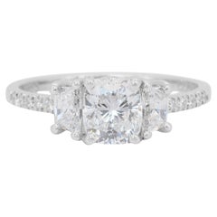 Stunning 1.50ct Diamonds 3-Stone Ring in 18k White Gold - IGI Certified