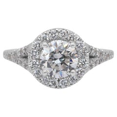 Stupendo anello aureolato con diamanti da 1,50 carati in oro bianco 18 carati - certificato IGI