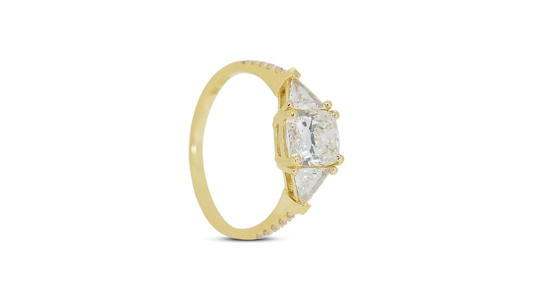 Stunning 1.51 carat Rectangular Cushion Natural Diamond Ring 5