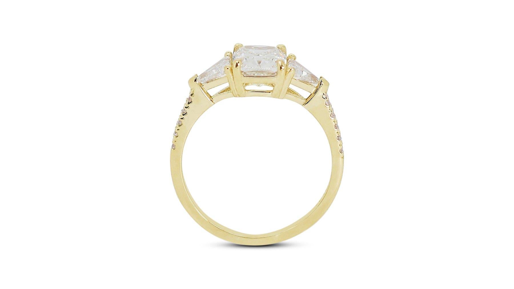 Stunning 1.51 carat Rectangular Cushion Natural Diamond Ring 4