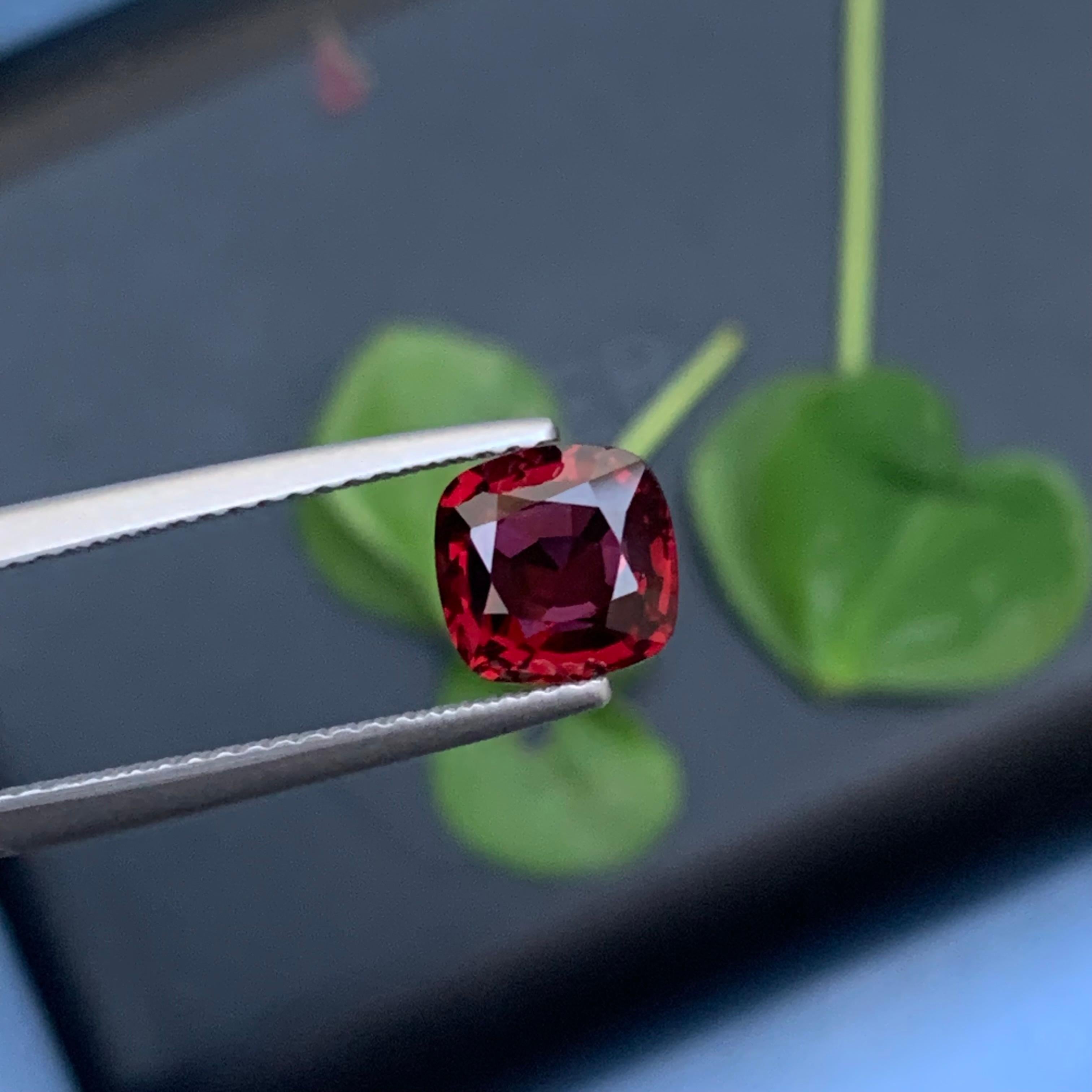 Stunning 1.60 Carat Natural Loose Red Spinel from Myanmar Burma Cushion Shape 1