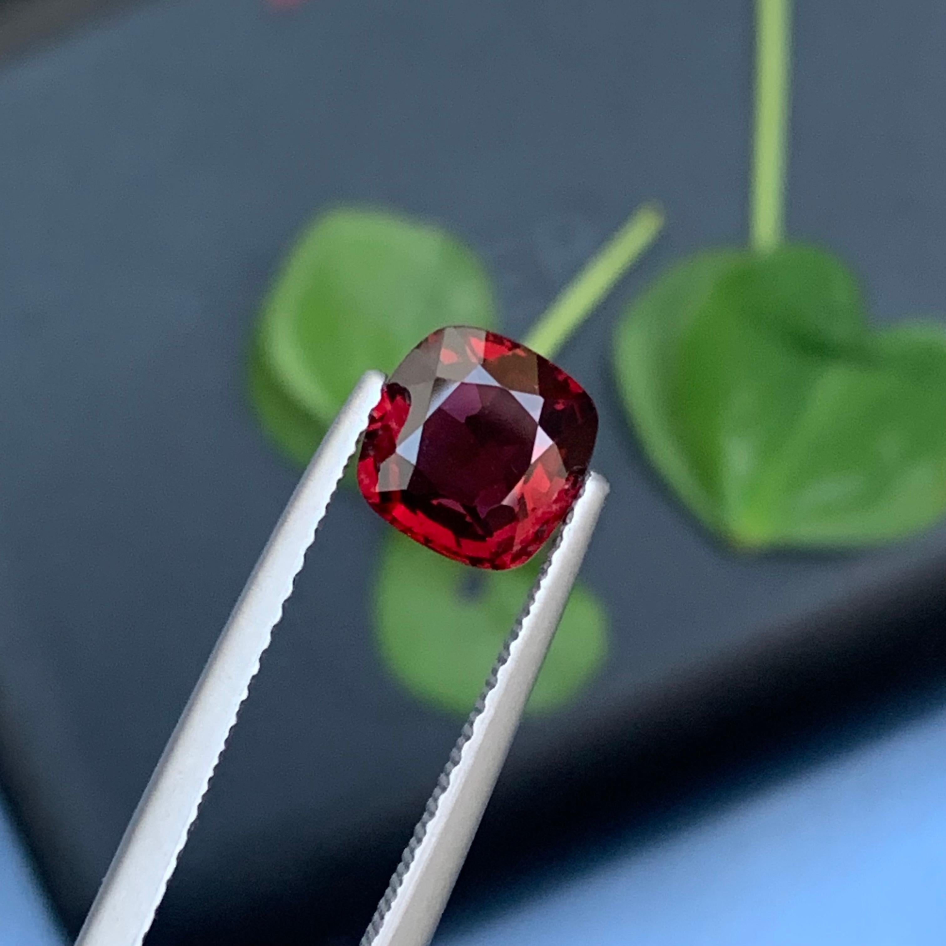 Stunning 1.60 Carat Natural Loose Red Spinel from Myanmar Burma Cushion Shape 2