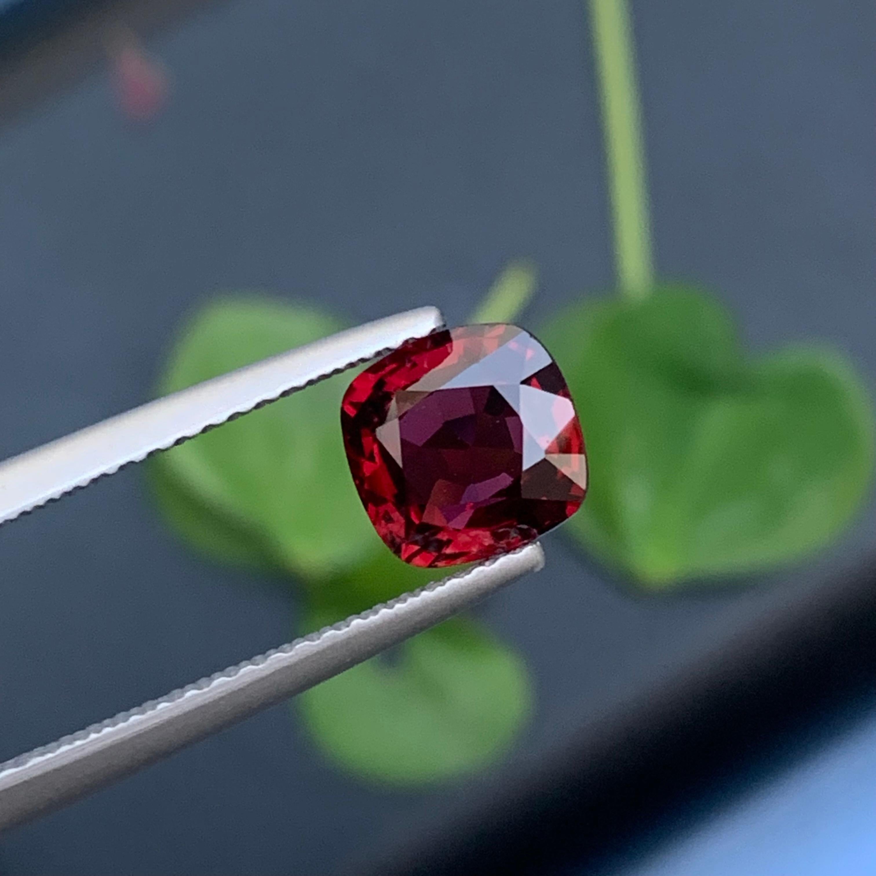 Stunning 1.60 Carat Natural Loose Red Spinel from Myanmar Burma Cushion Shape 3