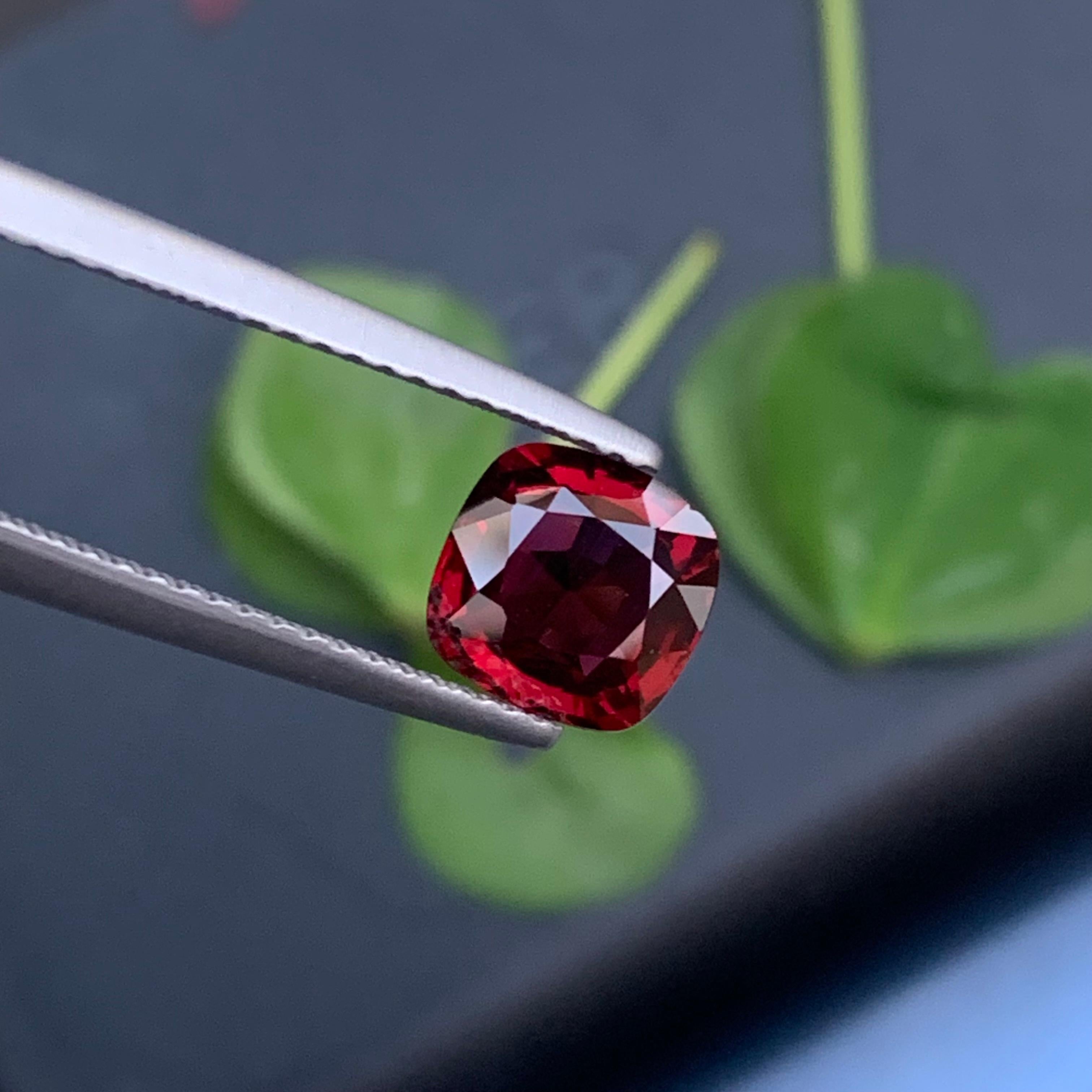 Stunning 1.60 Carat Natural Loose Red Spinel from Myanmar Burma Cushion Shape For Sale 5