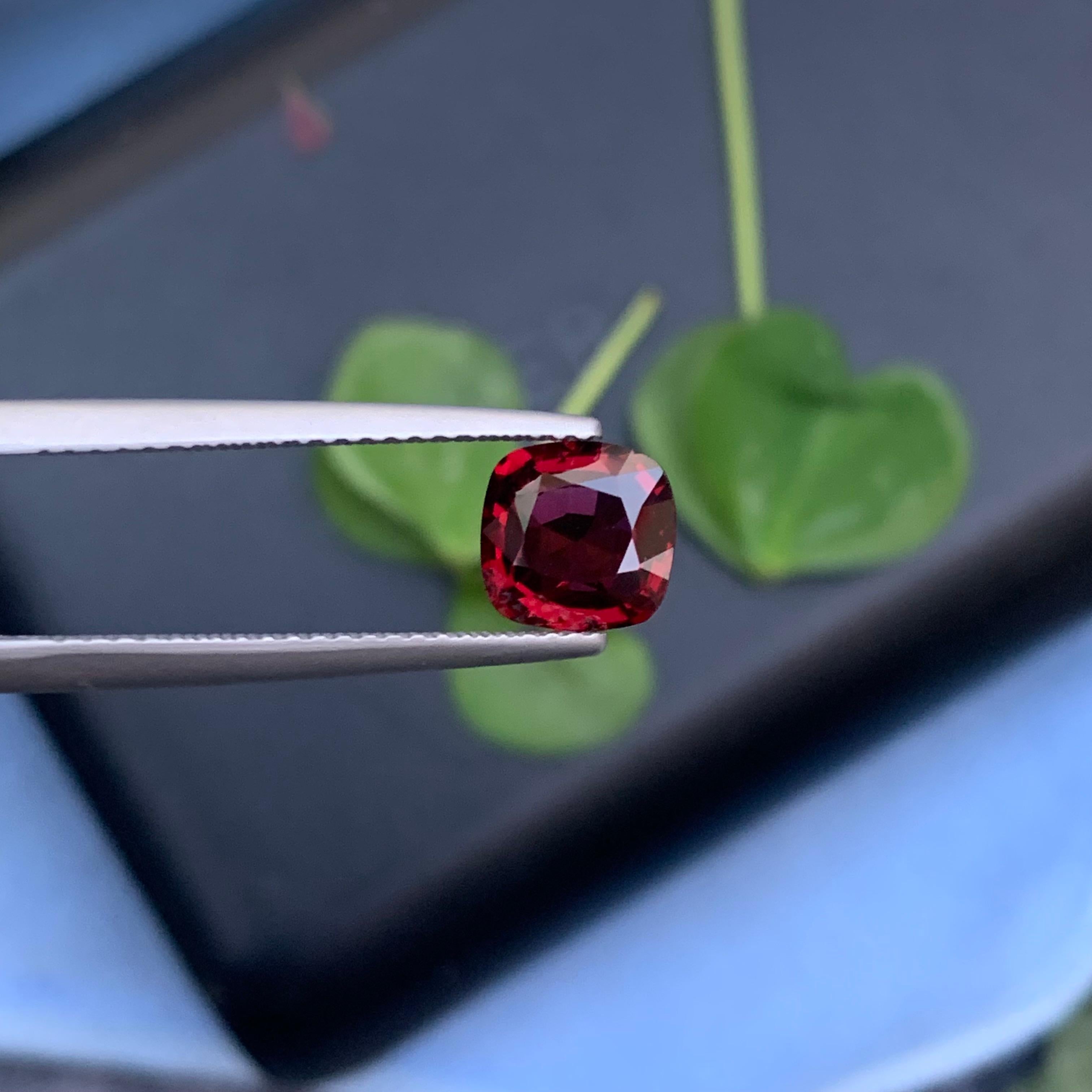Stunning 1.60 Carat Natural Loose Red Spinel from Myanmar Burma Cushion Shape For Sale 7