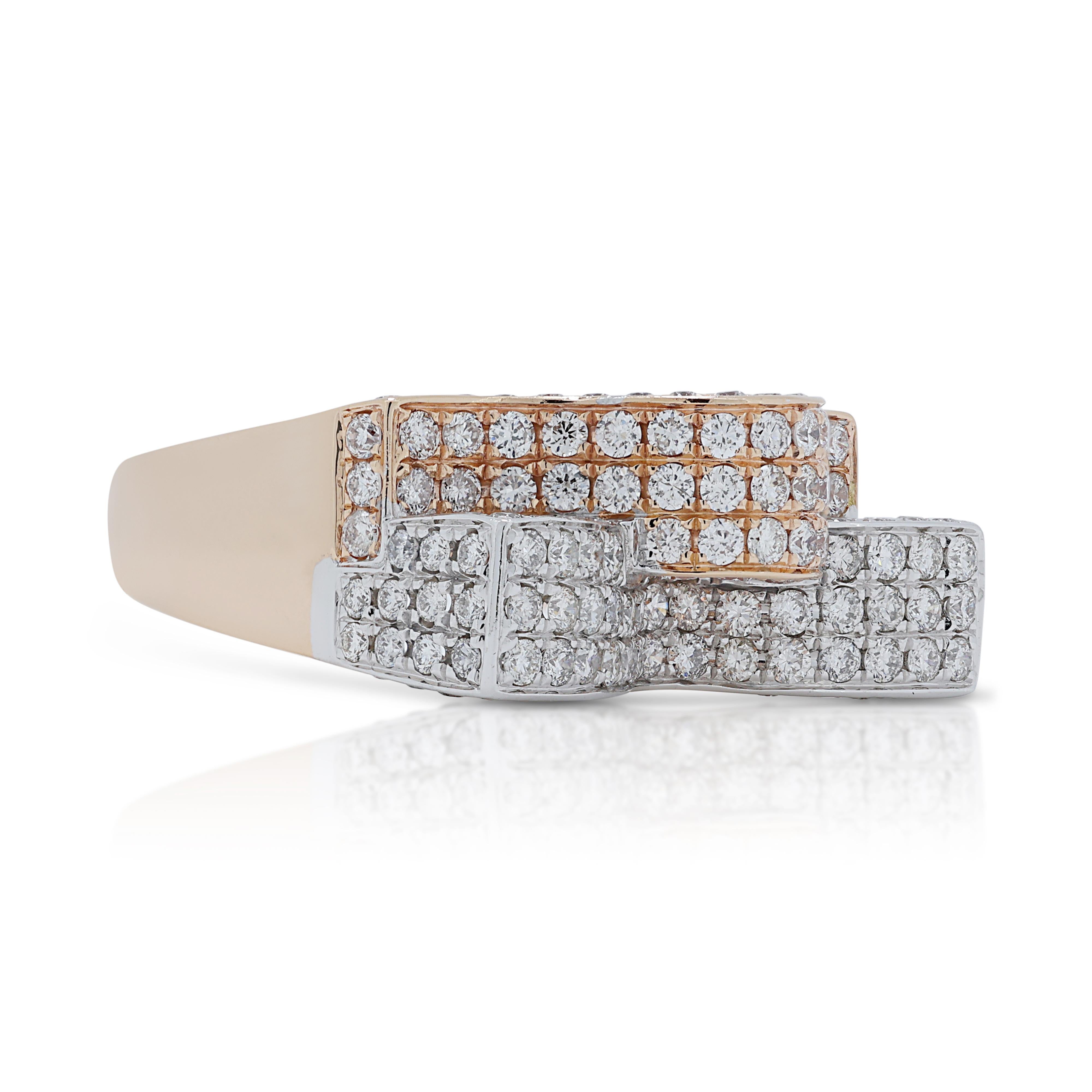 Stunning 1.60ct Diamonds Ring in 18K White & Rose Gold In New Condition For Sale In רמת גן, IL