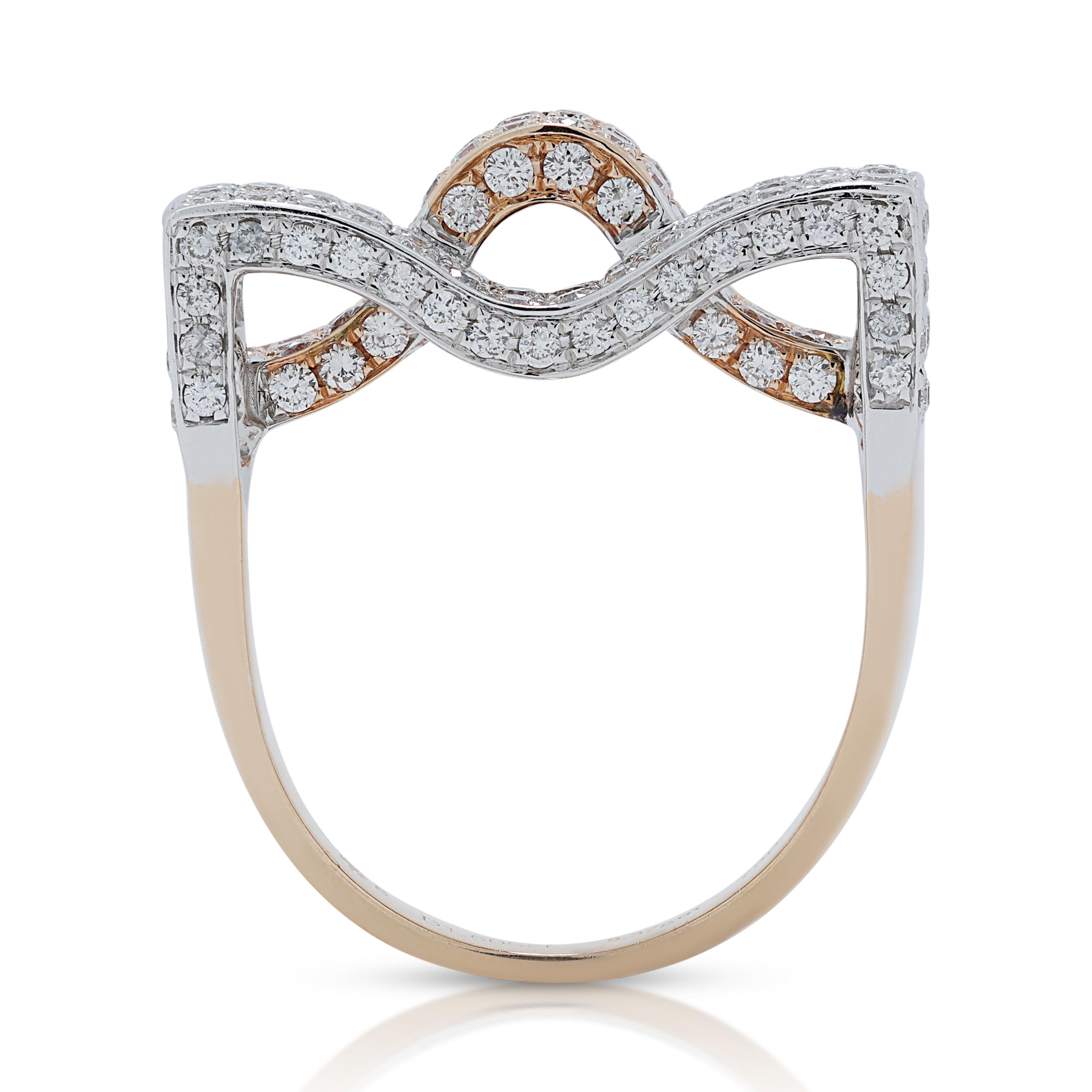 Women's Stunning 1.60ct Diamonds Ring in 18K White & Rose Gold For Sale