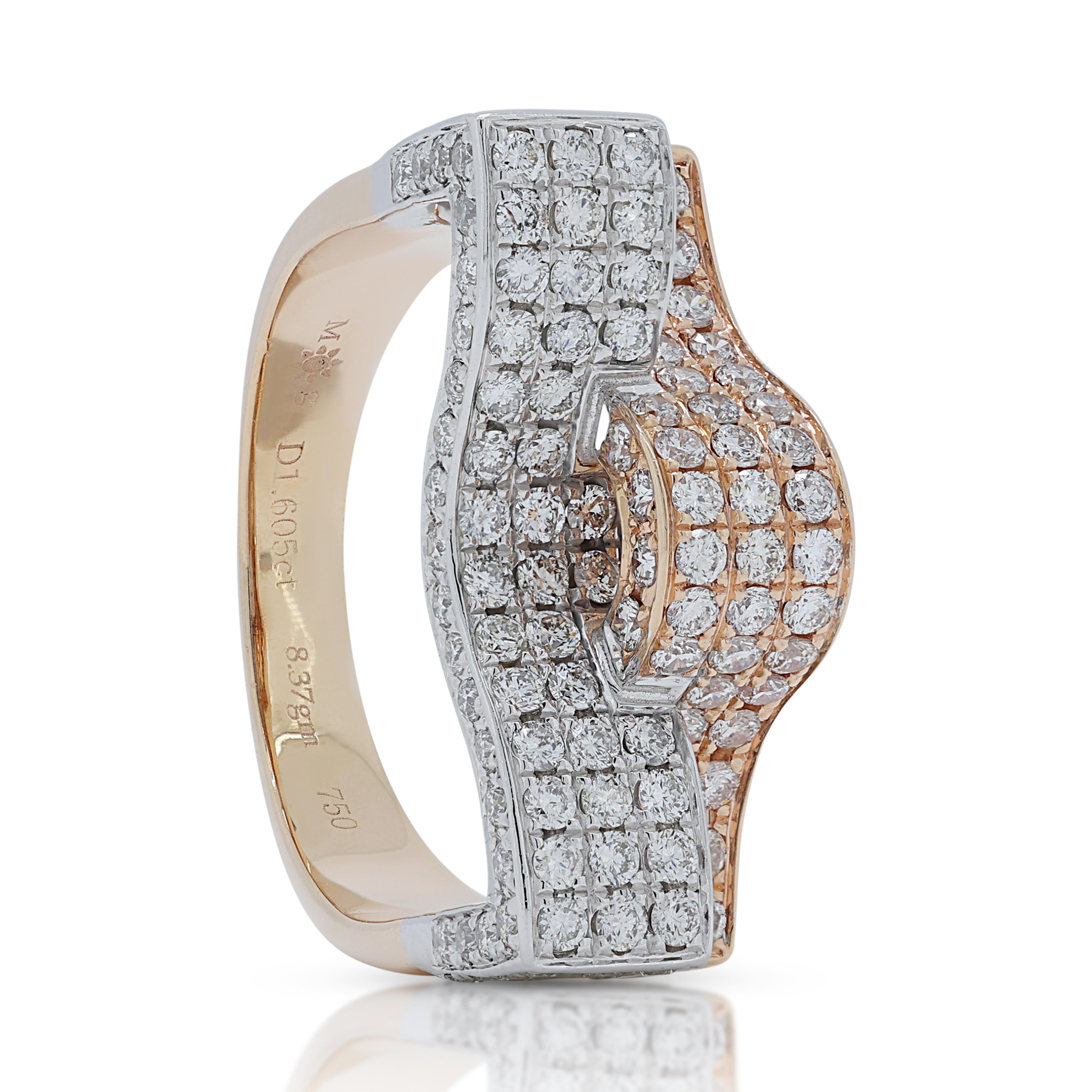 Stunning 1.60ct Diamonds Ring in 18K White & Rose Gold For Sale 2
