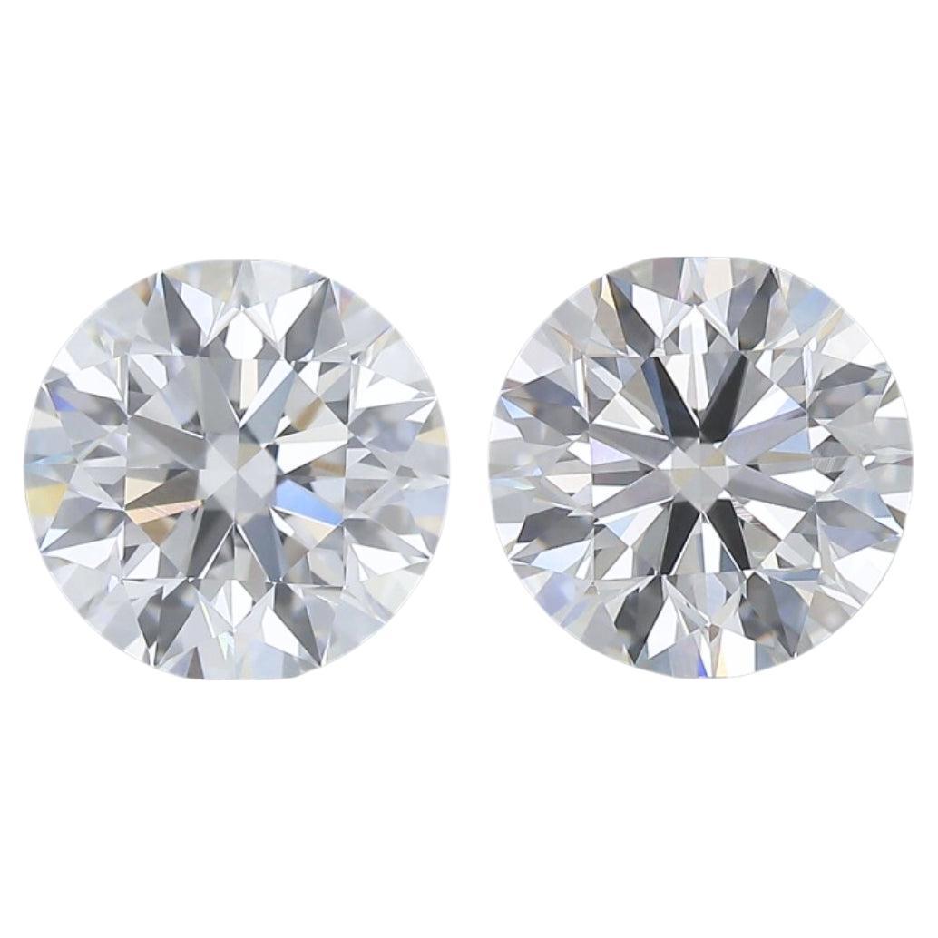 Stunning 1.61ct Triple Excellent Ideal Cut Pair of Round-Shaped Diamonds