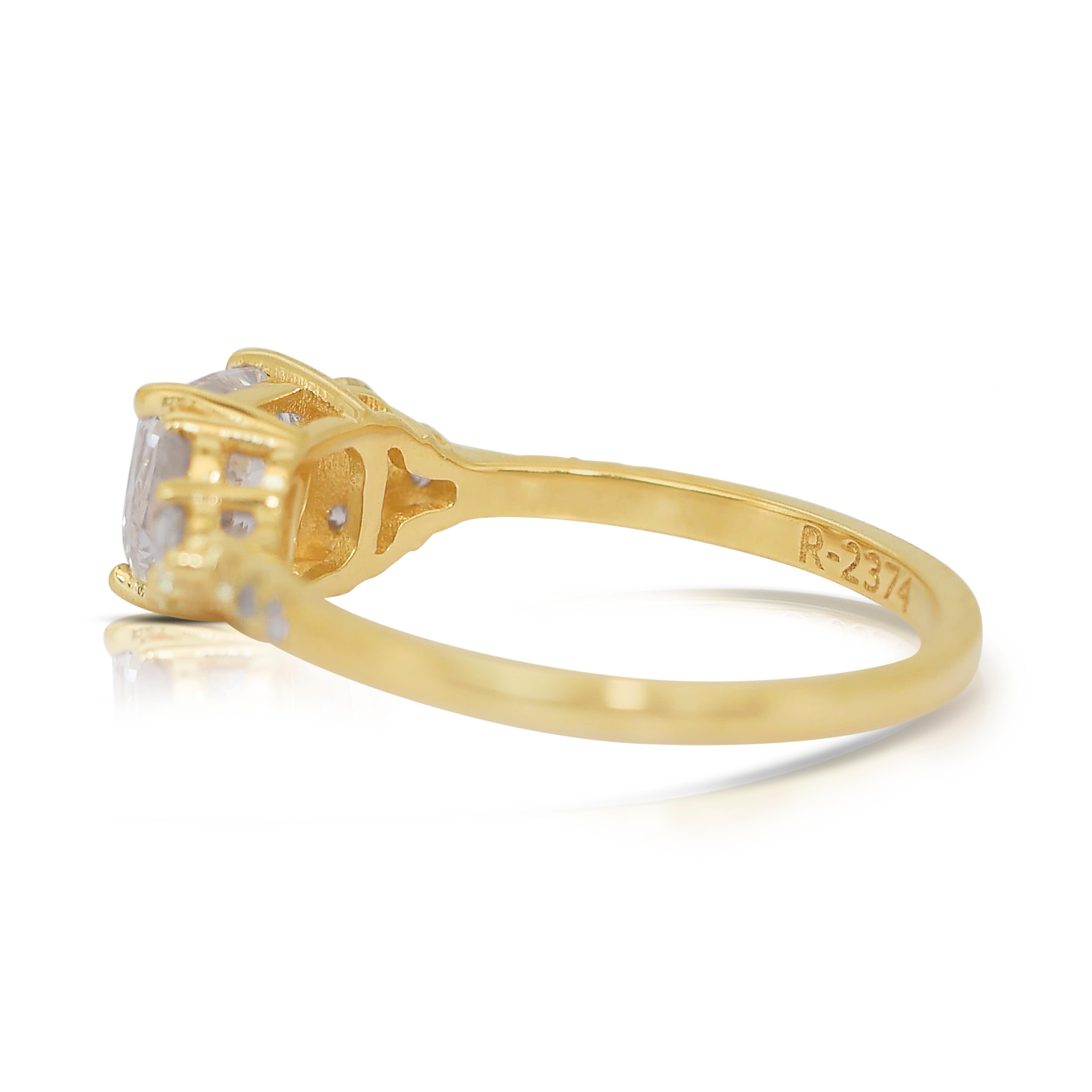 Women's Stunning 1.62ct Diamonds Pave Ring in 18k Yellow Gold - IGI Certified