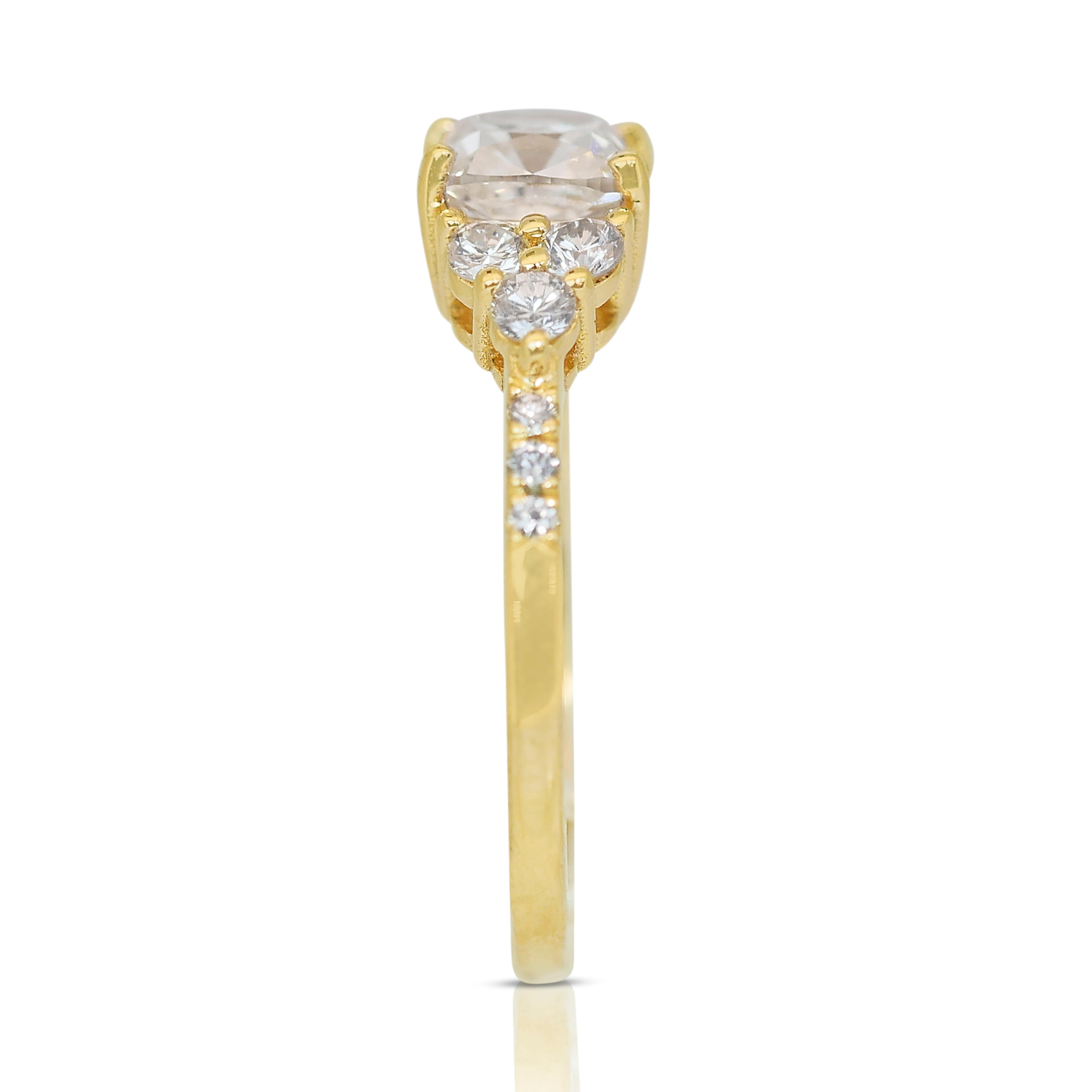 Stunning 1.62ct Diamonds Pave Ring in 18k Yellow Gold - IGI Certified 2