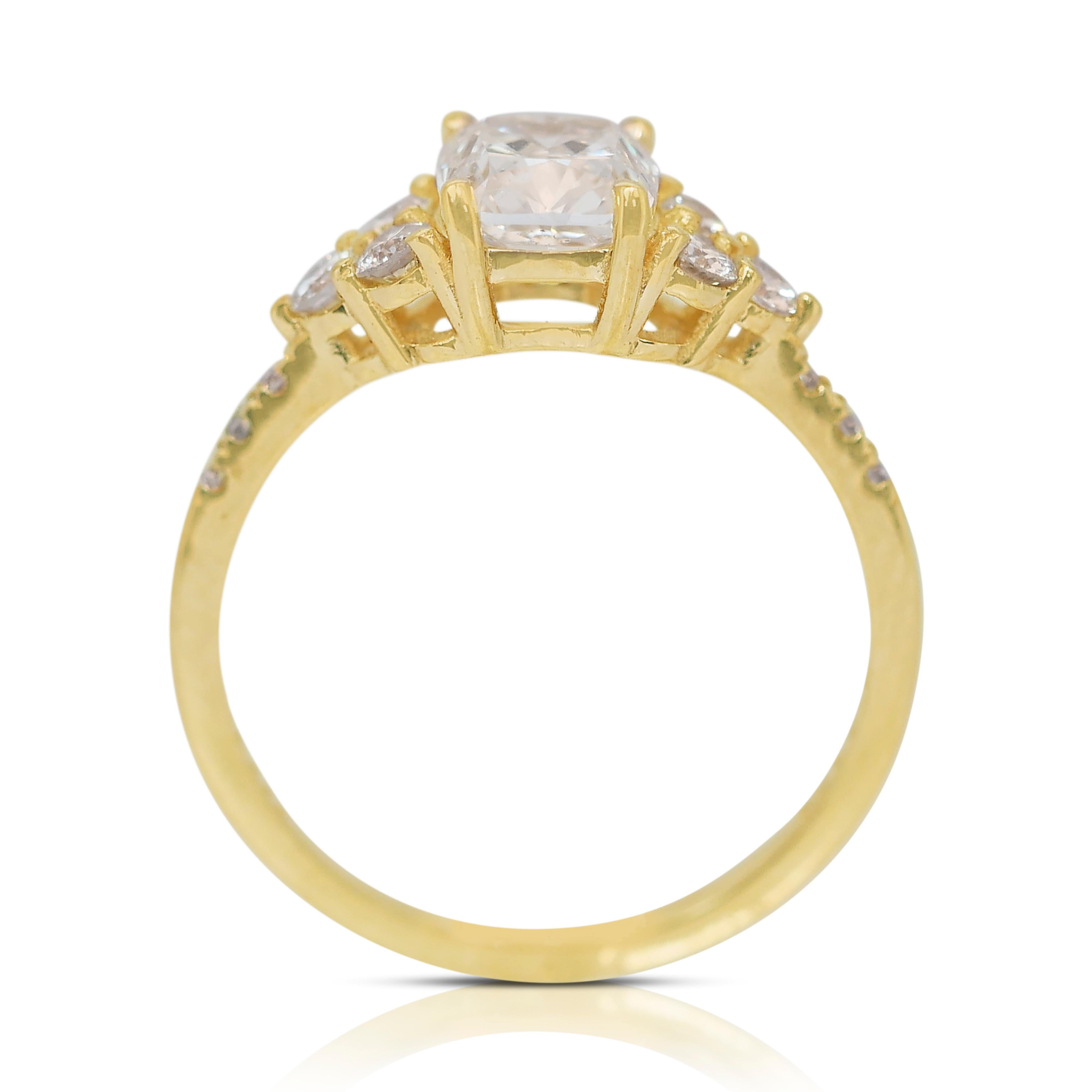 Stunning 1.62ct Diamonds Pave Ring in 18k Yellow Gold - IGI Certified 4