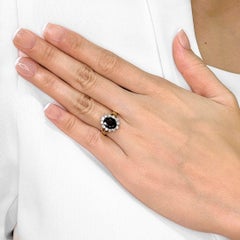 Stunning 1.62ct Natural Blue Sapphire and Diamond Ring in 18k Yellow Gold