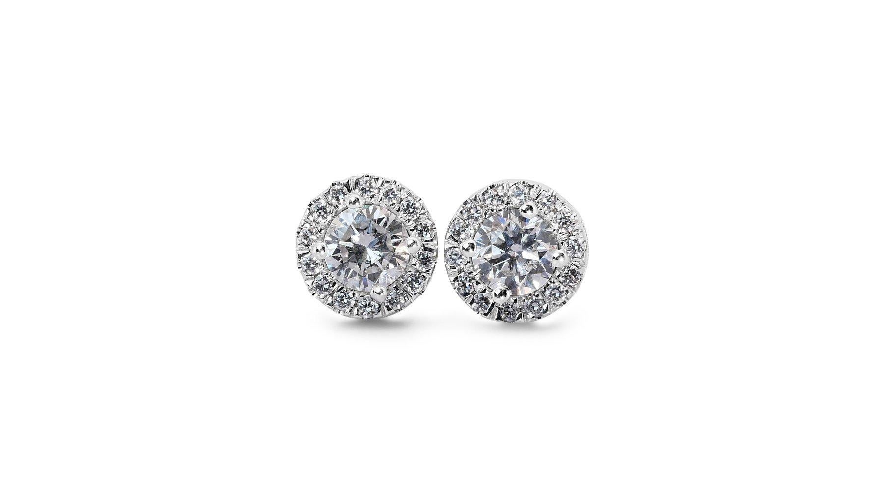 Stunning 1.66ct Triple Excellent Ideal Cut Diamonds Stud Earrings For Sale 4