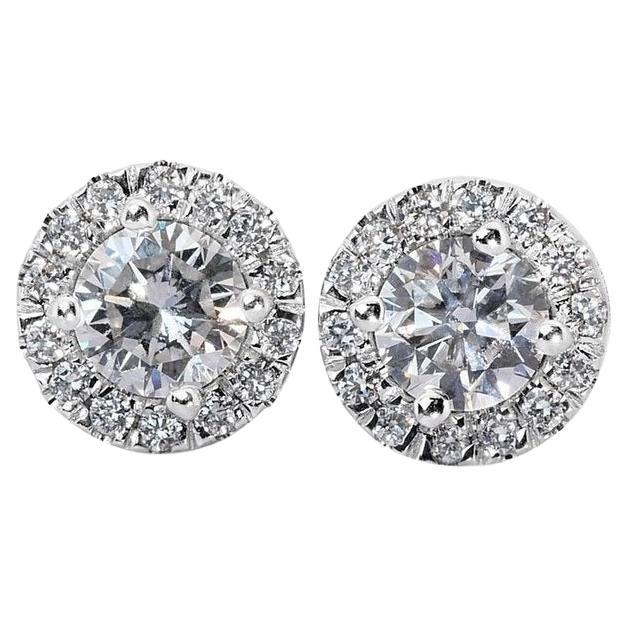 Stunning 1.66ct Triple Excellent Ideal Cut Diamonds Stud Earrings