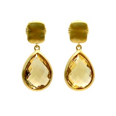 Stunning 16ct Pear-shape Briolette Cut Citrine Drop Earrings