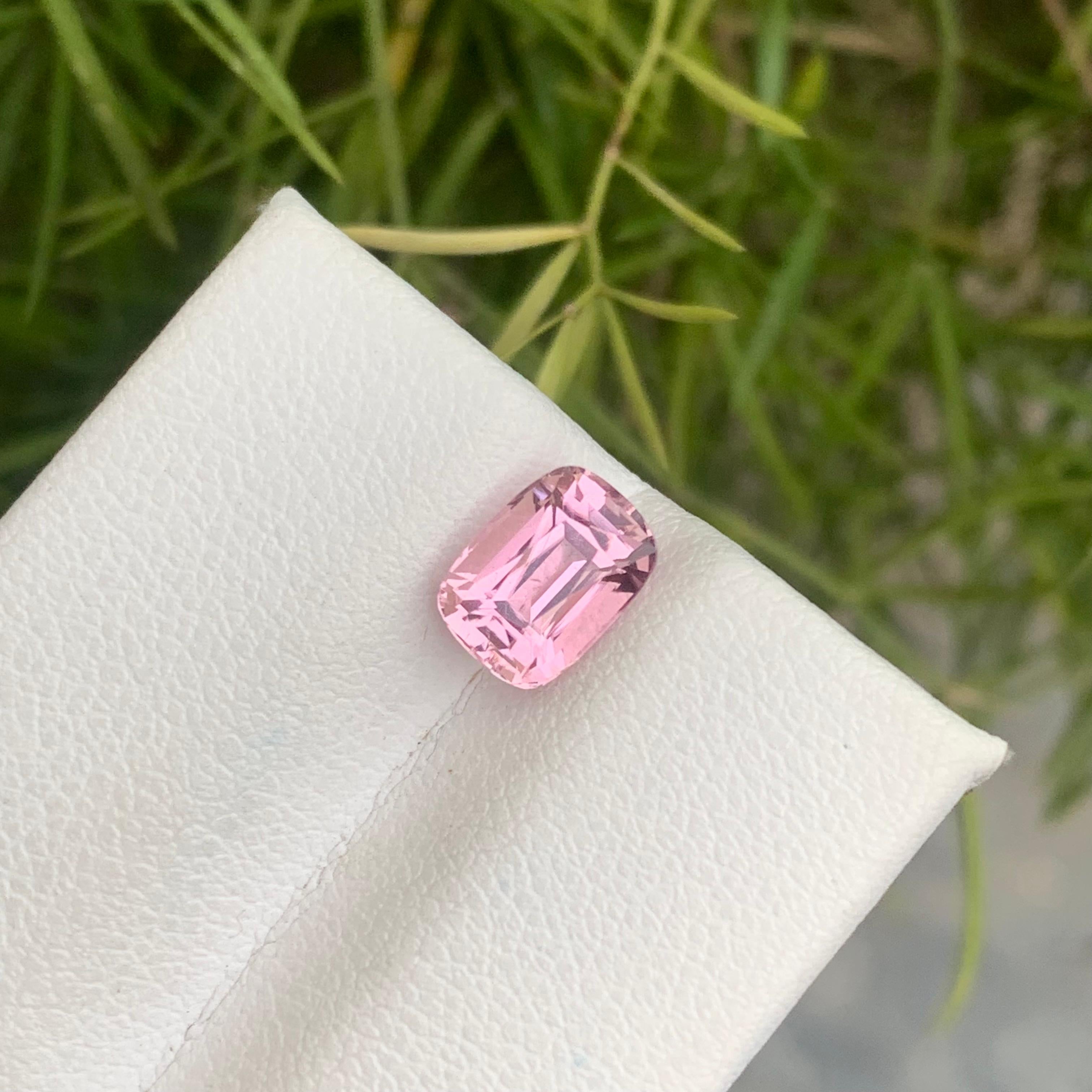 Faceted Tourmaline
Weight: 1.70 Carats
Dimension: 7.9x5.8x4.9 Mm
Origin: Kunar Afghanistan
Color: Pink
Shape: Cushion
Clarity: Eye Clean
Certificate: On Demand

With a rating between 7 and 7.5 on the Mohs scale of mineral hardness, tourmaline