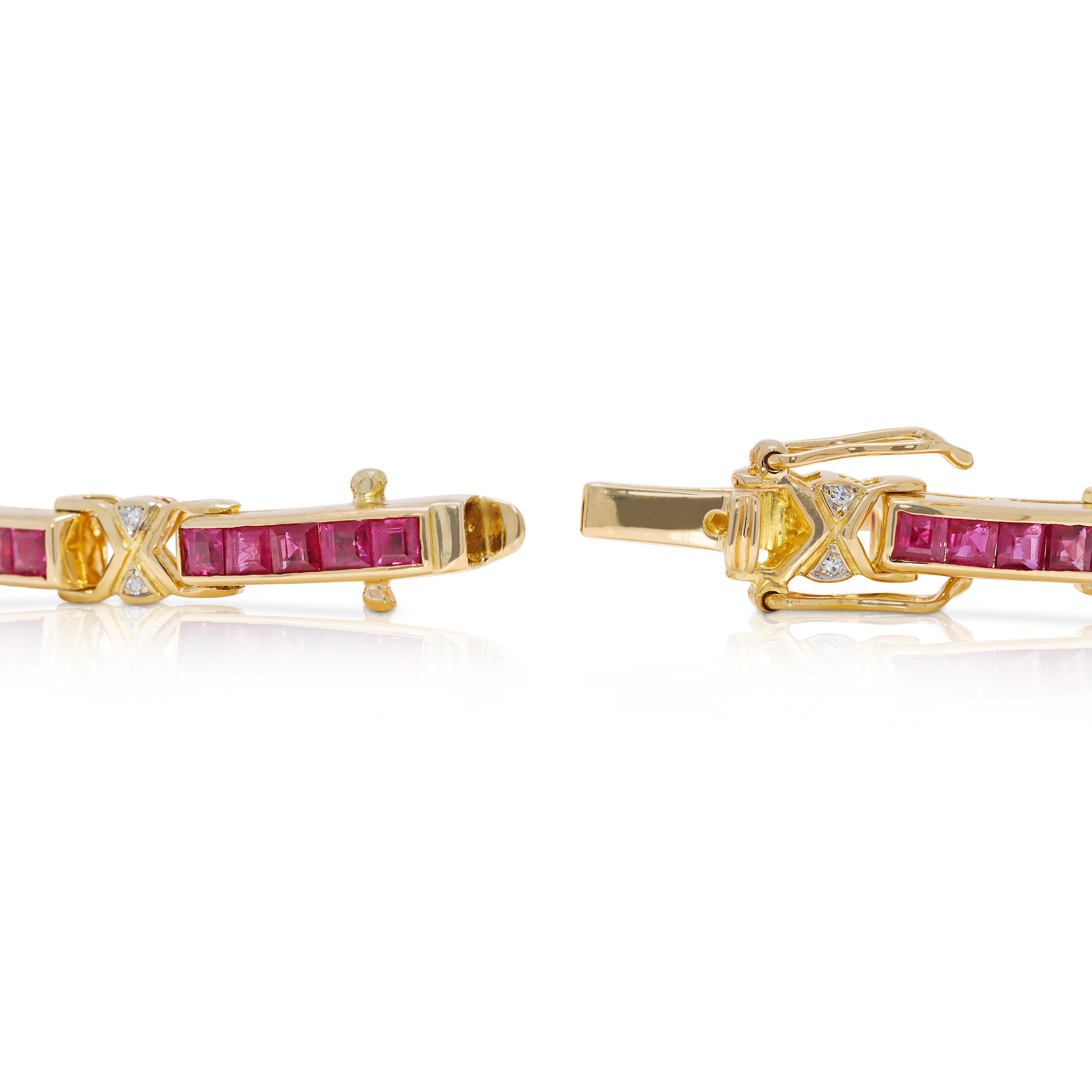 Stupendo bracciale con rubino e diamanti naturali da 1,71 carati in oro giallo 18 carati in vendita 1