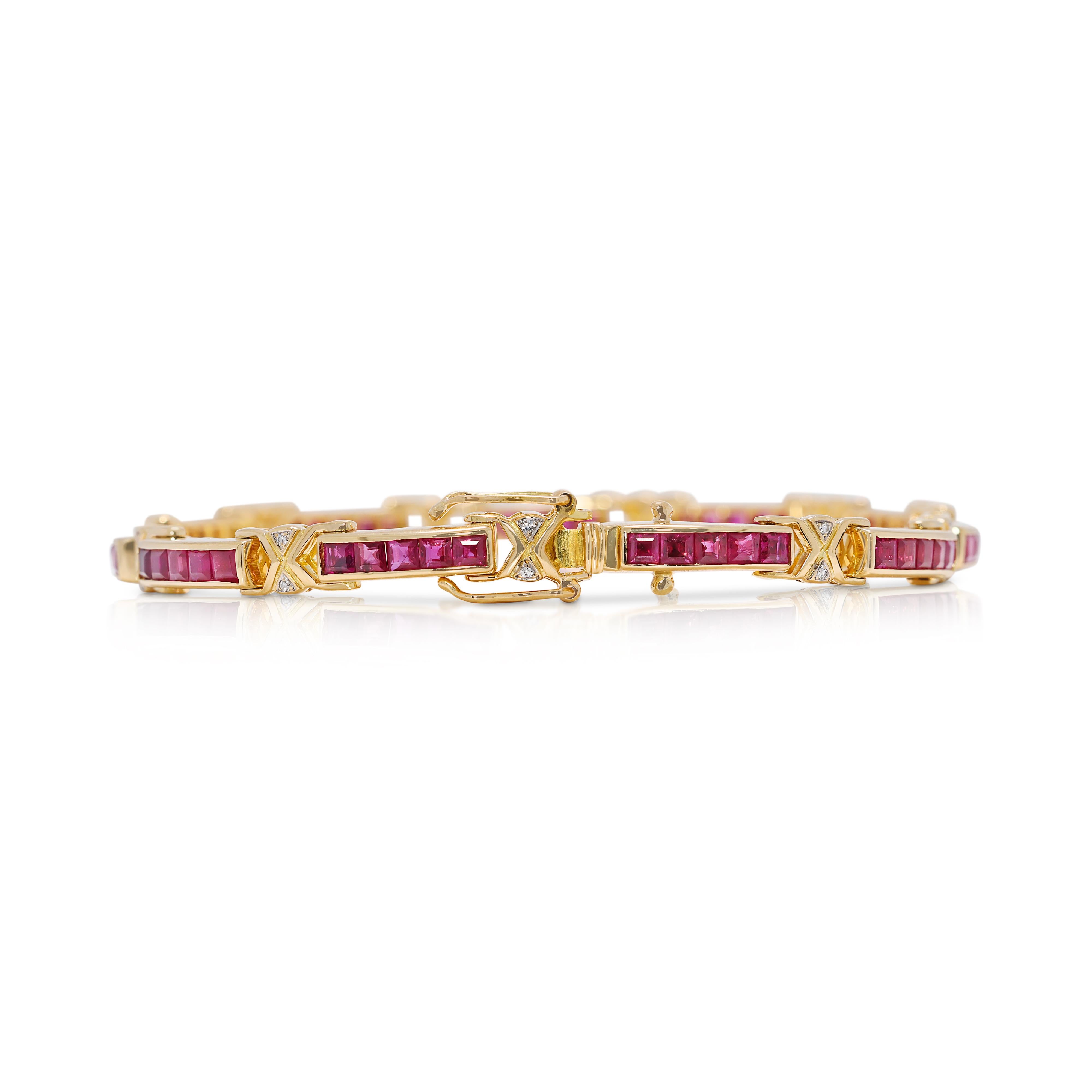Stupendo bracciale con rubino e diamanti naturali da 1,71 carati in oro giallo 18 carati in vendita 2
