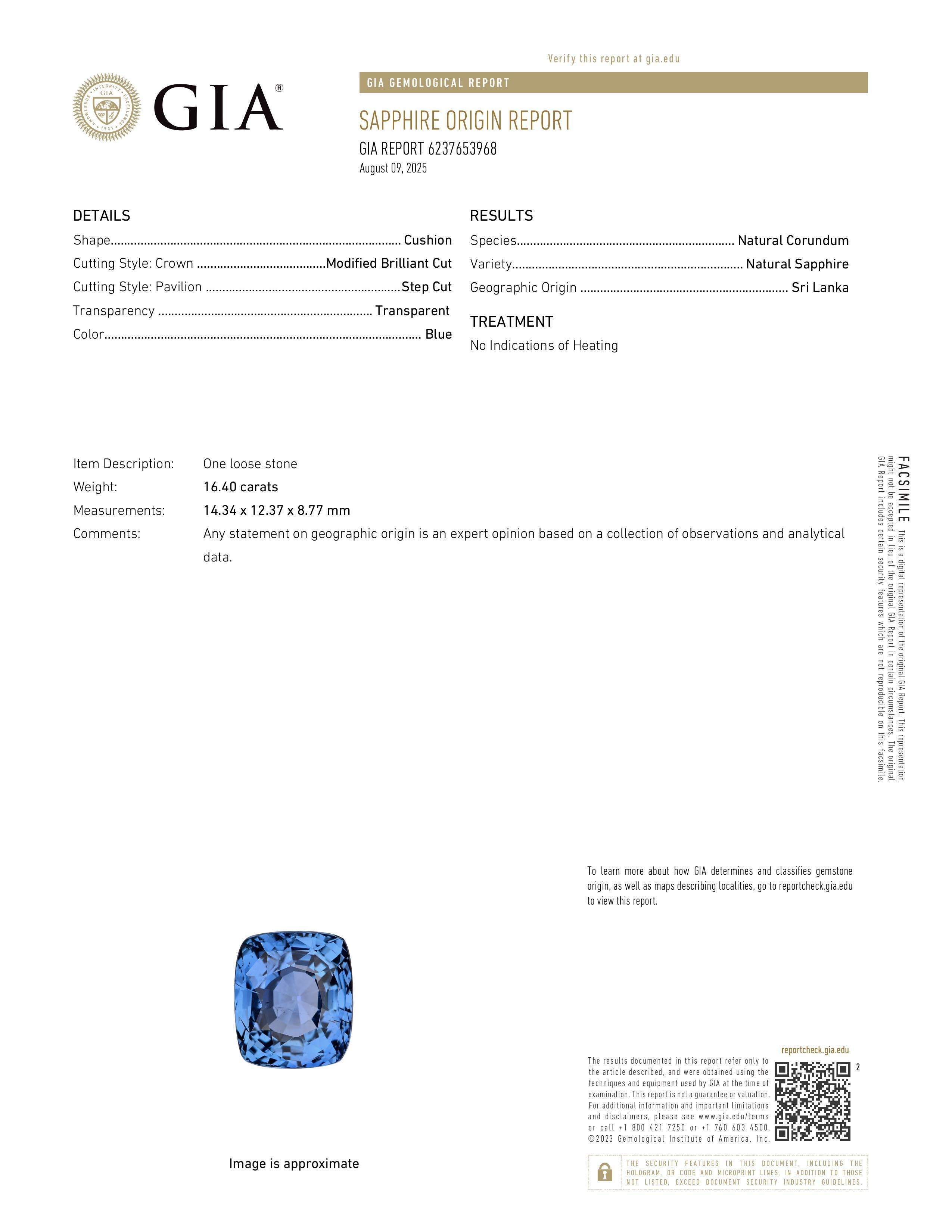 Stupendo anello con zaffiro e diamante di Ceylon da 17,20 carati certificato GIA senza calore in vendita 3
