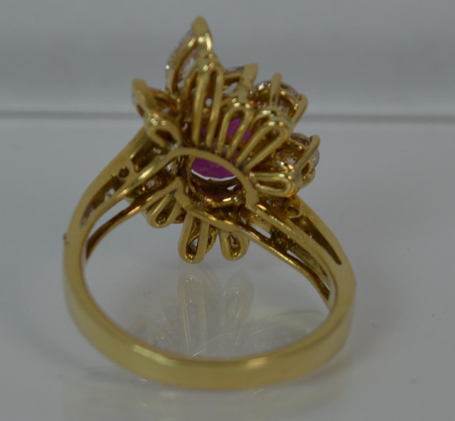 Stunning 1.75 Carat Diamond and Ruby 18 Carat Gold Cluster Cocktail Ring 4