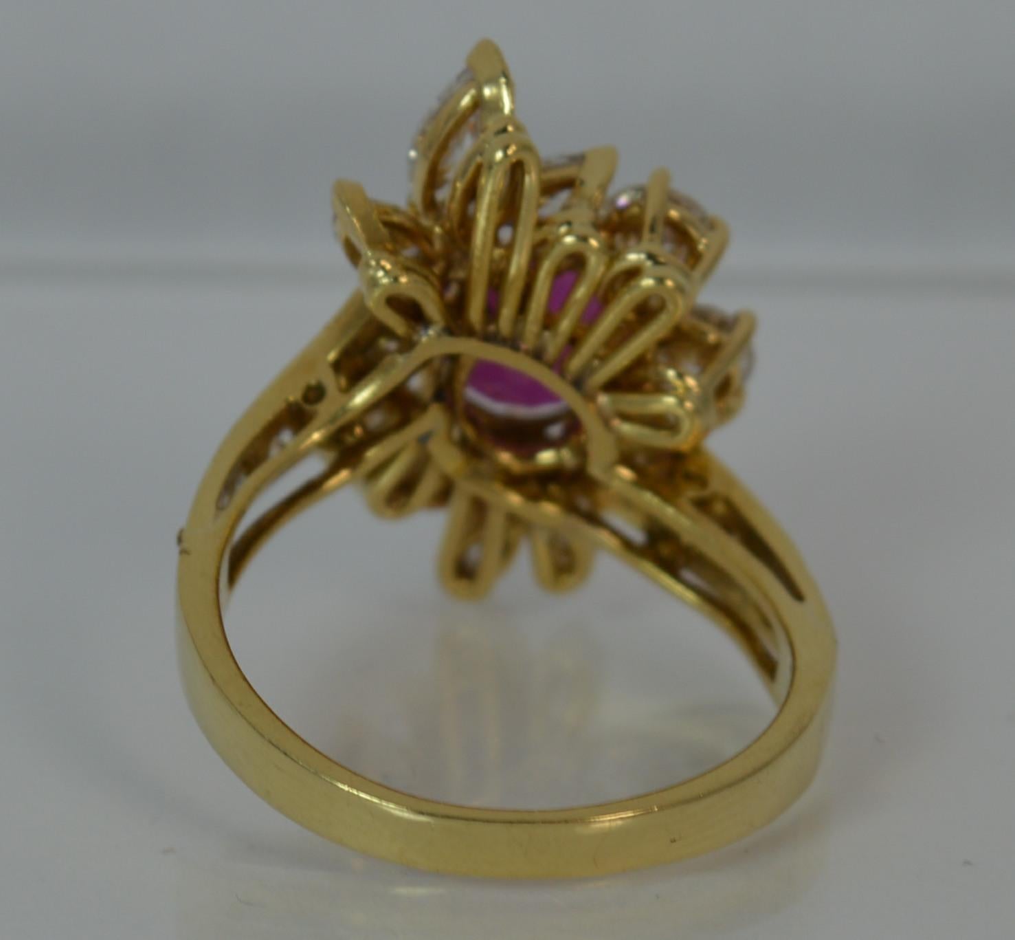 Stunning 1.75 Carat Diamond and Ruby 18 Carat Gold Cluster Cocktail Ring 3