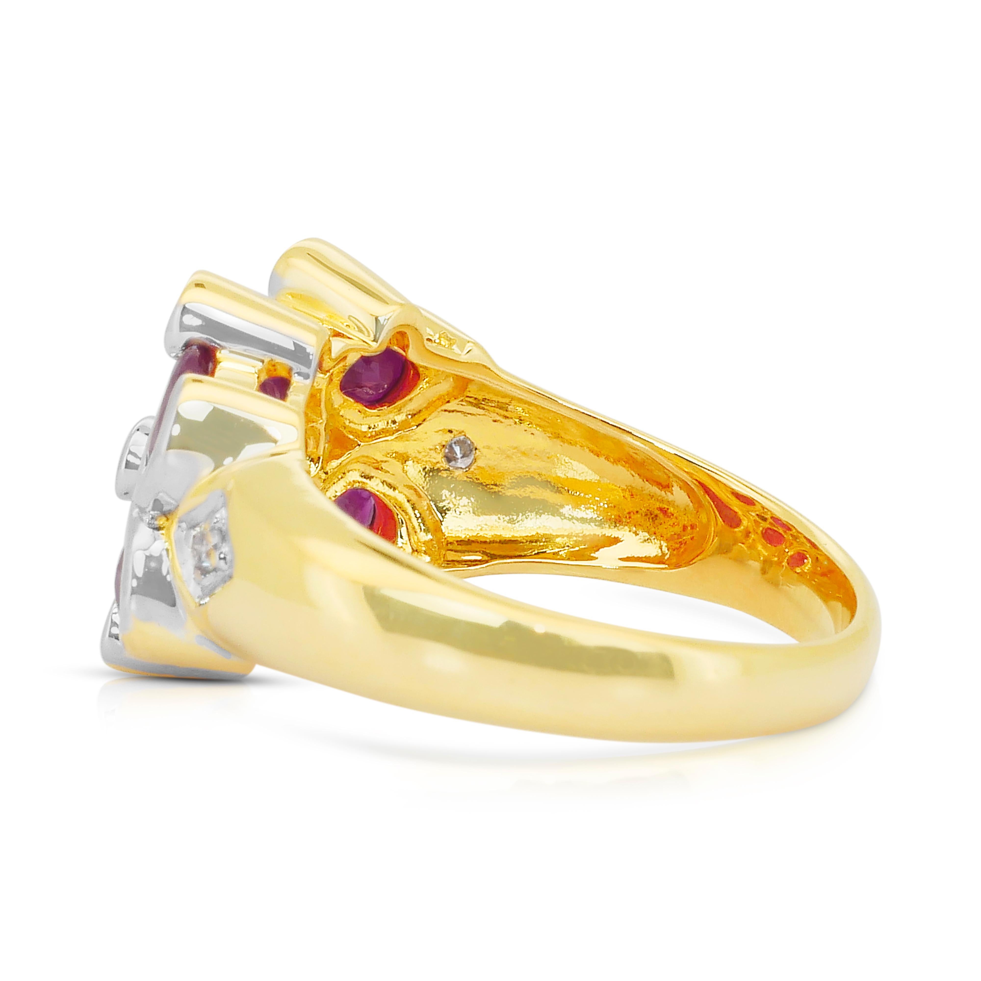 Whiting - Bague de cocktail en or blanc et jaune 18 carats, rubis et diamants 1,75ct Pour femmes en vente