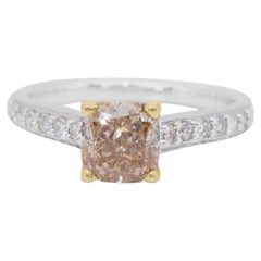 Atemberaubende 1,78ct Diamanten Pave Ring in 18k Weiß & Gelbgold - IGI zertifiziert